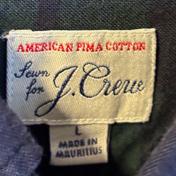 J Crew button down navy and green plaid cotton men’s shirt size slim large - Picture 6 of 6